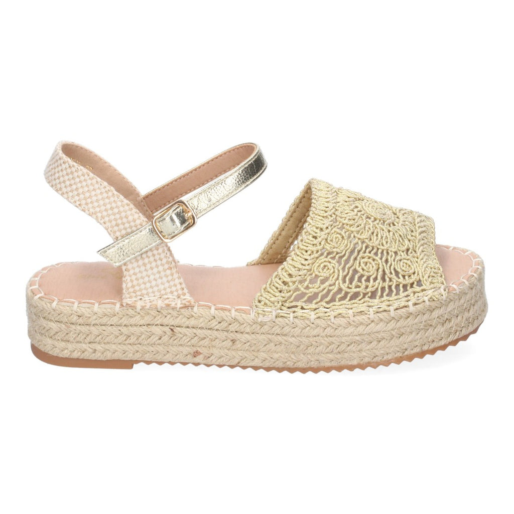 Sandalias Doradas Mujer Plataforma Yute Entrelazadas Elegantes