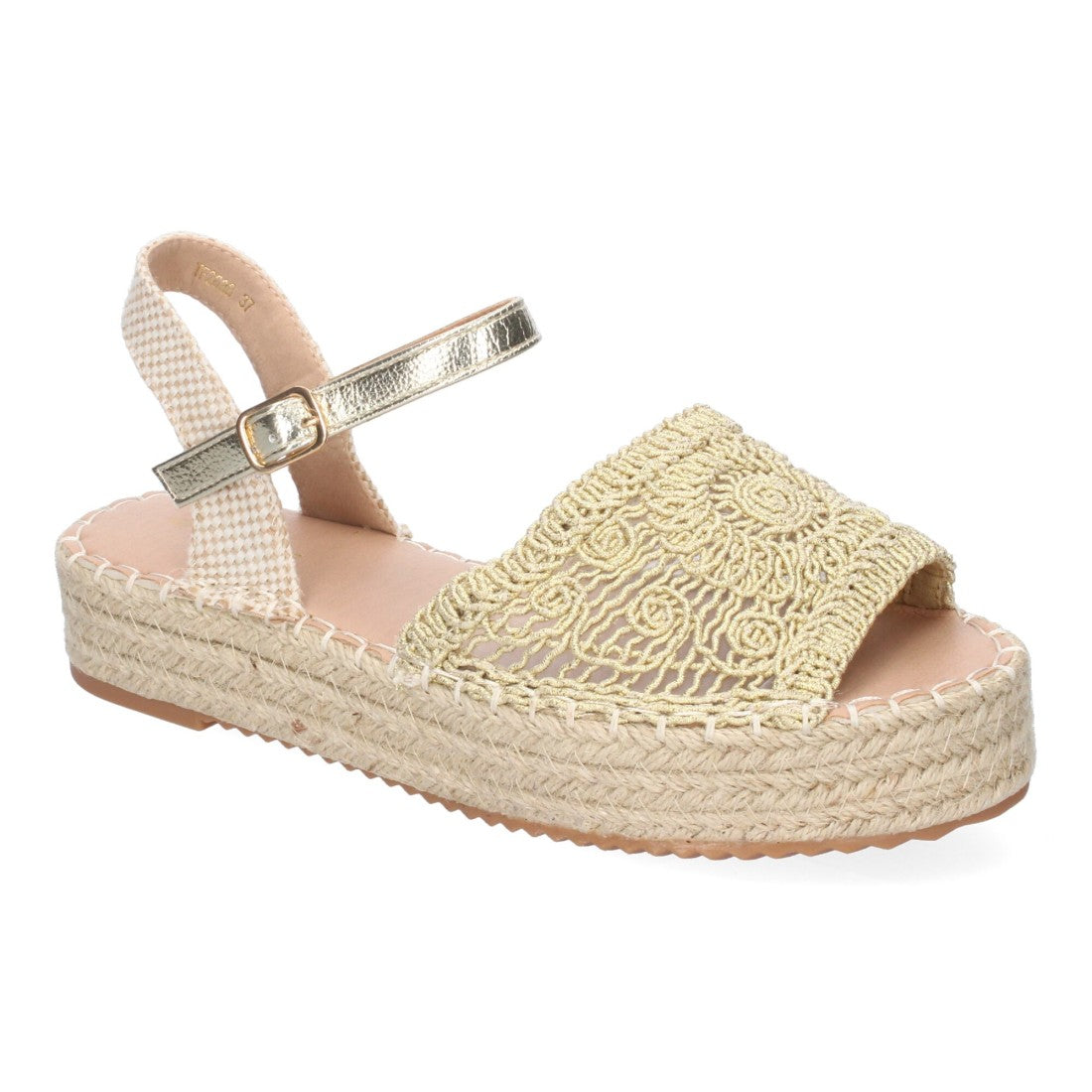 Sandalias Doradas Mujer Plataforma Yute Entrelazadas Elegantes