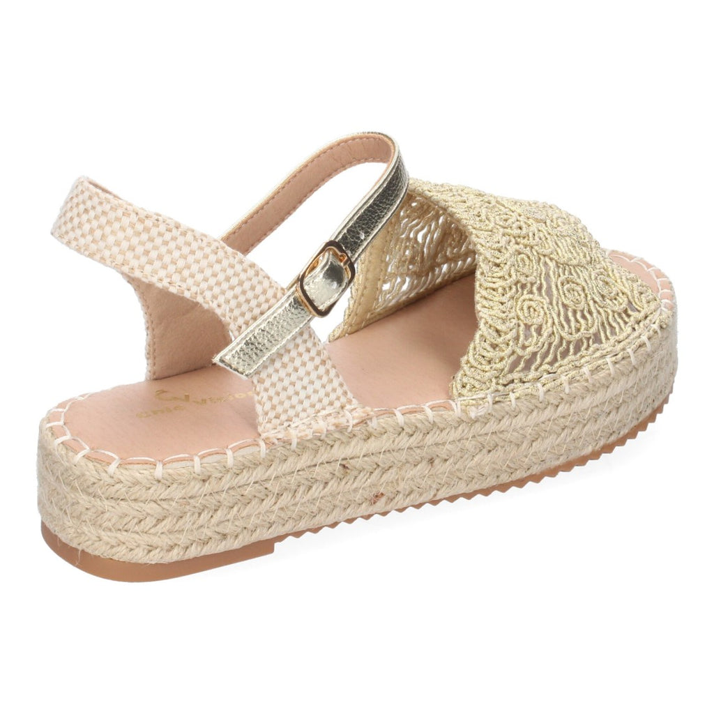 Sandalias Doradas Mujer Plataforma Yute Entrelazadas Elegantes