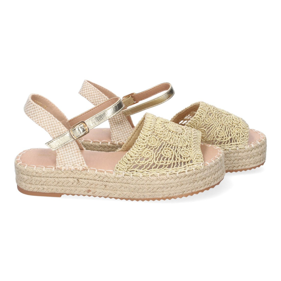 Sandalias Doradas Mujer Plataforma Yute Entrelazadas Elegantes
