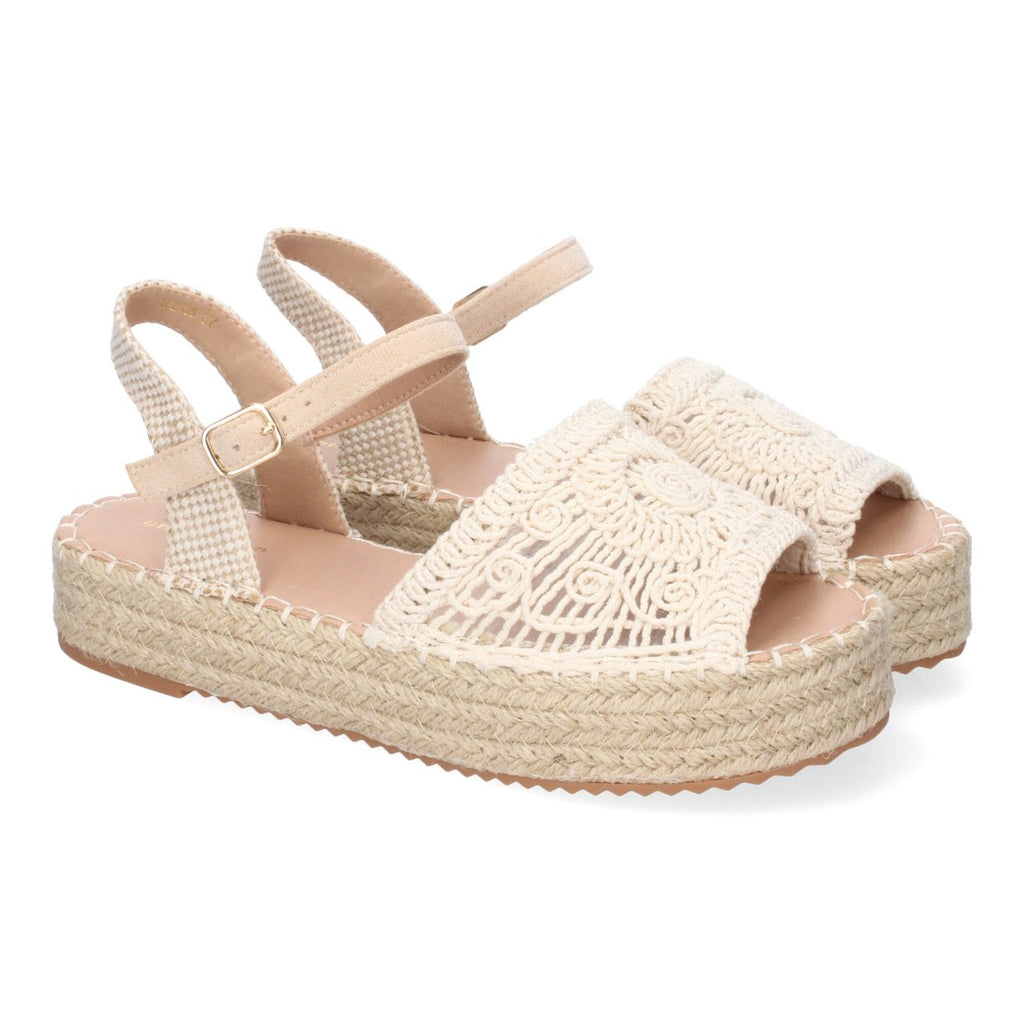 Sandalias Beige Mujer Plataforma Yute Entrelazadas Elegantes