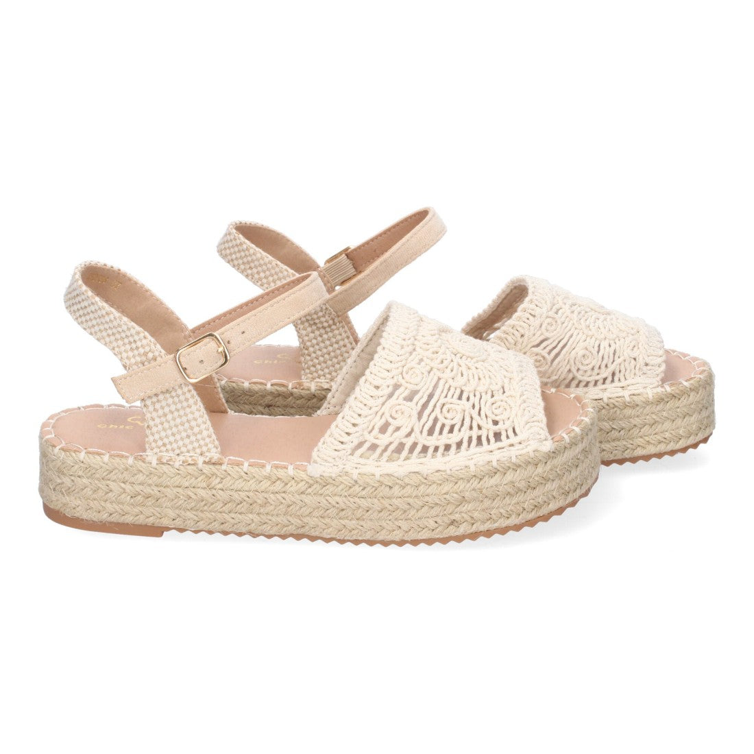 Sandalias Beige Mujer Plataforma Yute Entrelazadas Elegantes