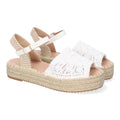 Sandalias Blancas Mujer Plataforma Yute Entrelazadas Elegantes