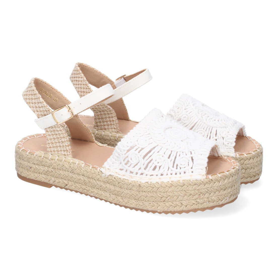 Sandalias Blancas Mujer Plataforma Yute Entrelazadas Elegantes