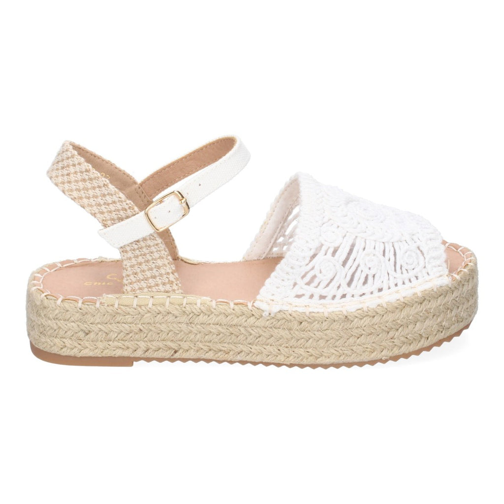 Sandalias Blancas Mujer Plataforma Yute Entrelazadas Elegantes