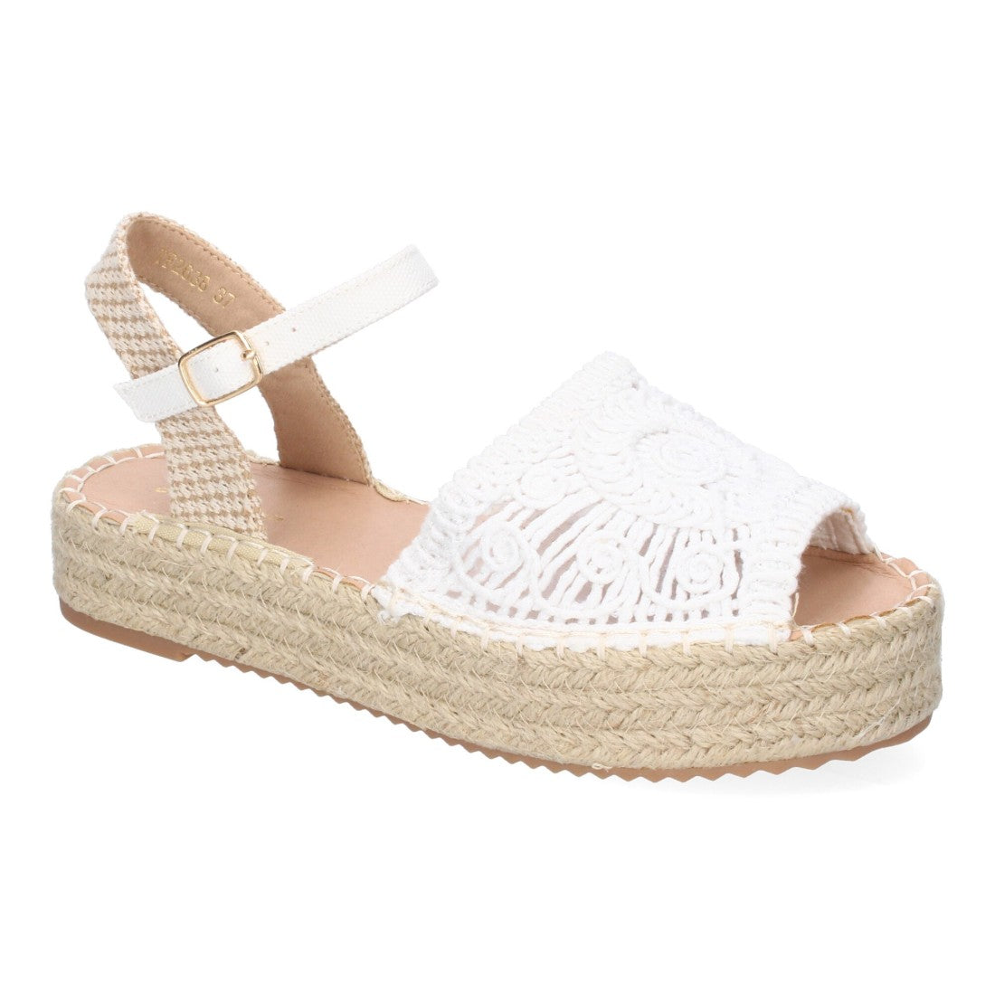 Sandalias Blancas Mujer Plataforma Yute Entrelazadas Elegantes