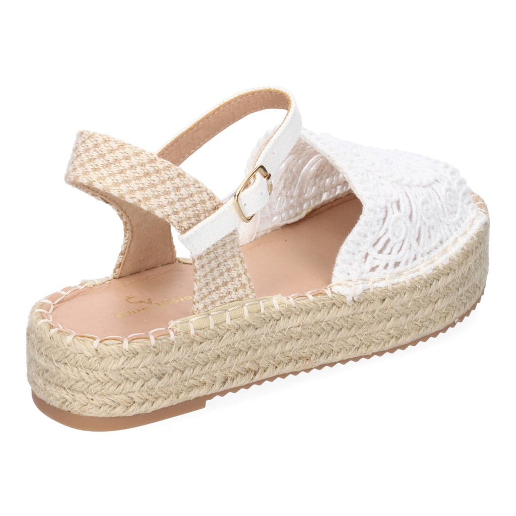 Sandalias Blancas Mujer Plataforma Yute Entrelazadas Elegantes