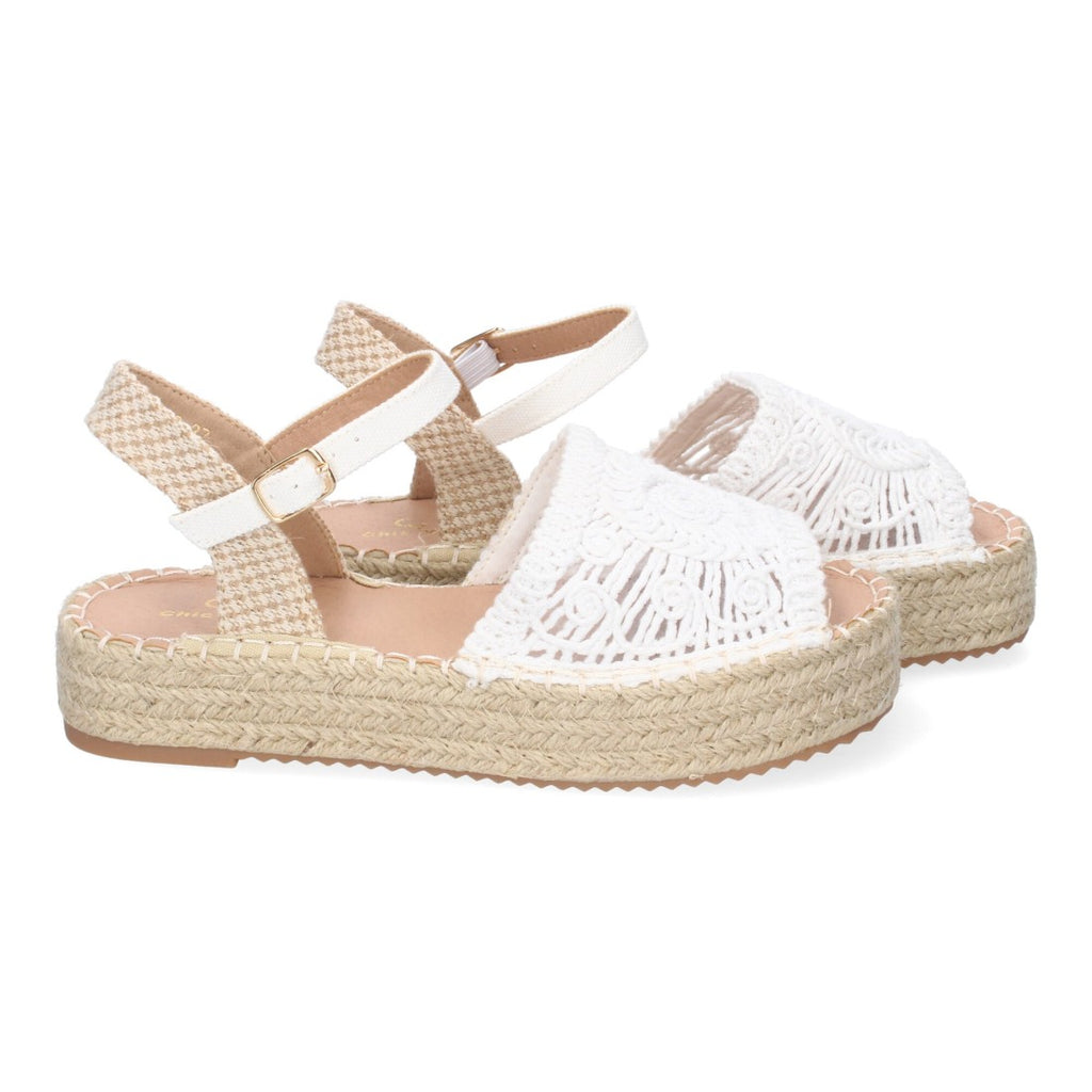 Sandalias Blancas Mujer Plataforma Yute Entrelazadas Elegantes