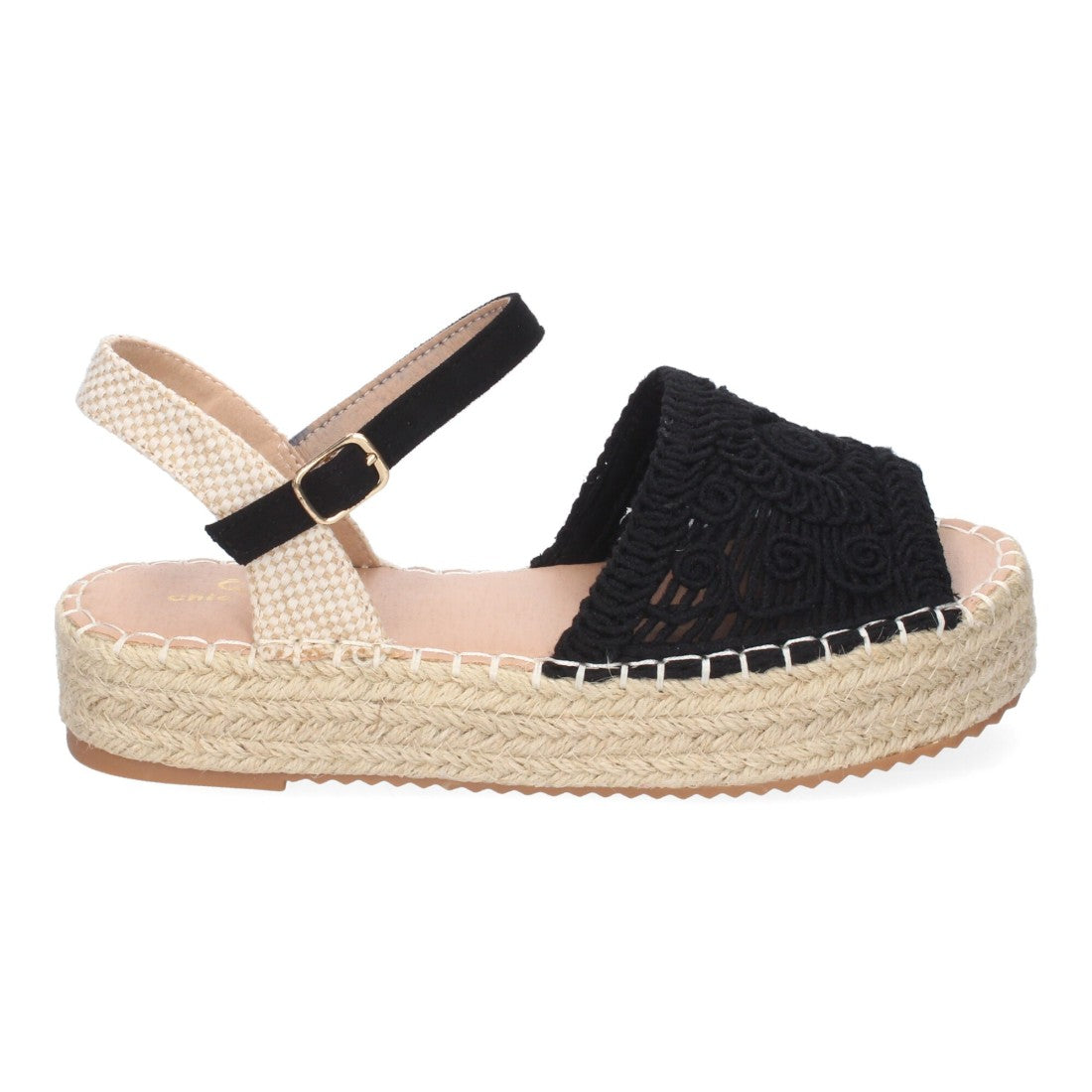 Sandalias Negras Mujer Plataforma Yute Entrelazadas Elegantes