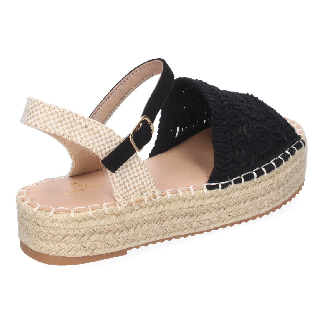 Sandalias Negras Mujer Plataforma Yute Entrelazadas Elegantes