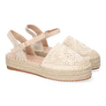 Sandalias Beige Mujer Cuña Yute Cordones Elegantes