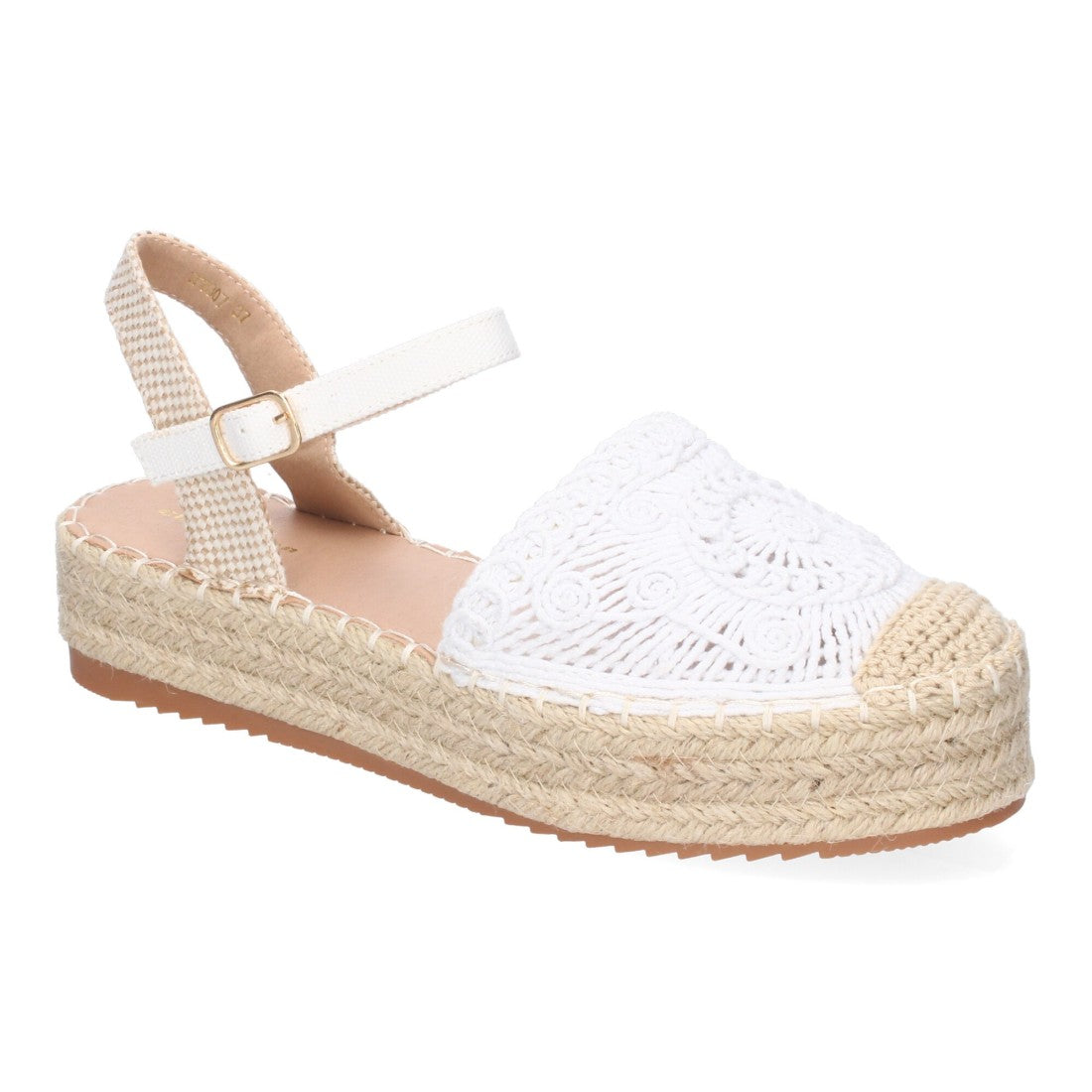 Sandalias Blancas Mujer Cuña Yute Cordones Elegantes