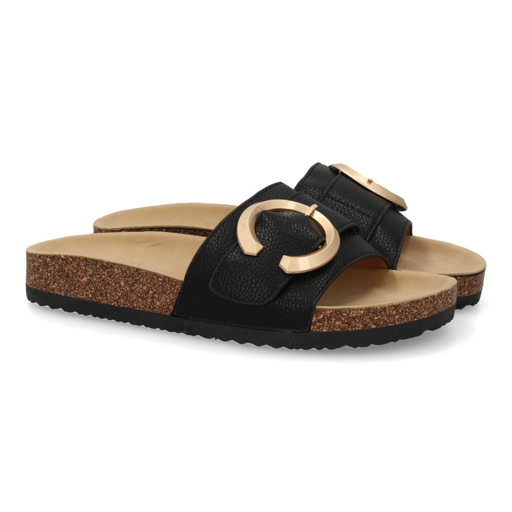 Sandalias Negras Mujer Planas Bio Cómodas Elegantes
