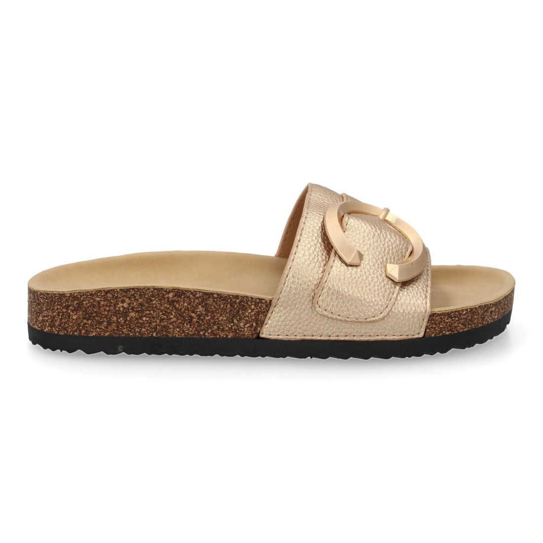 Sandalias Champán Mujer Planas Bio Cómodas Elegantes