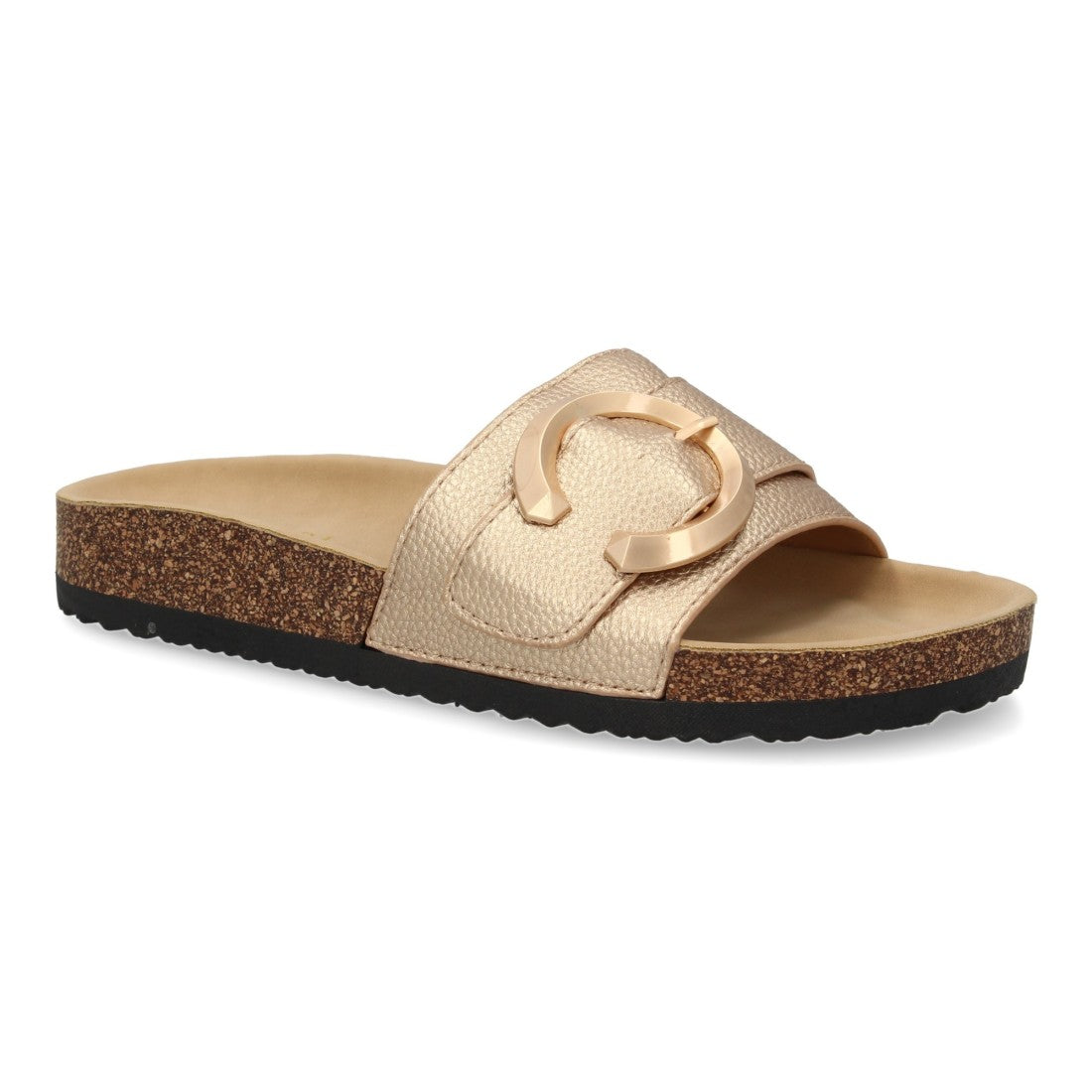 Sandalias Champán Mujer Planas Bio Cómodas Elegantes