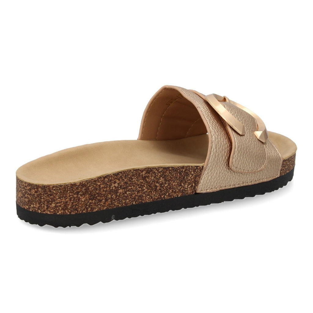 Sandalias Champán Mujer Planas Bio Cómodas Elegantes