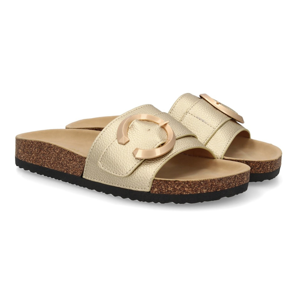 Sandalias Doradas Mujer Planas Bio Cómodas Elegantes