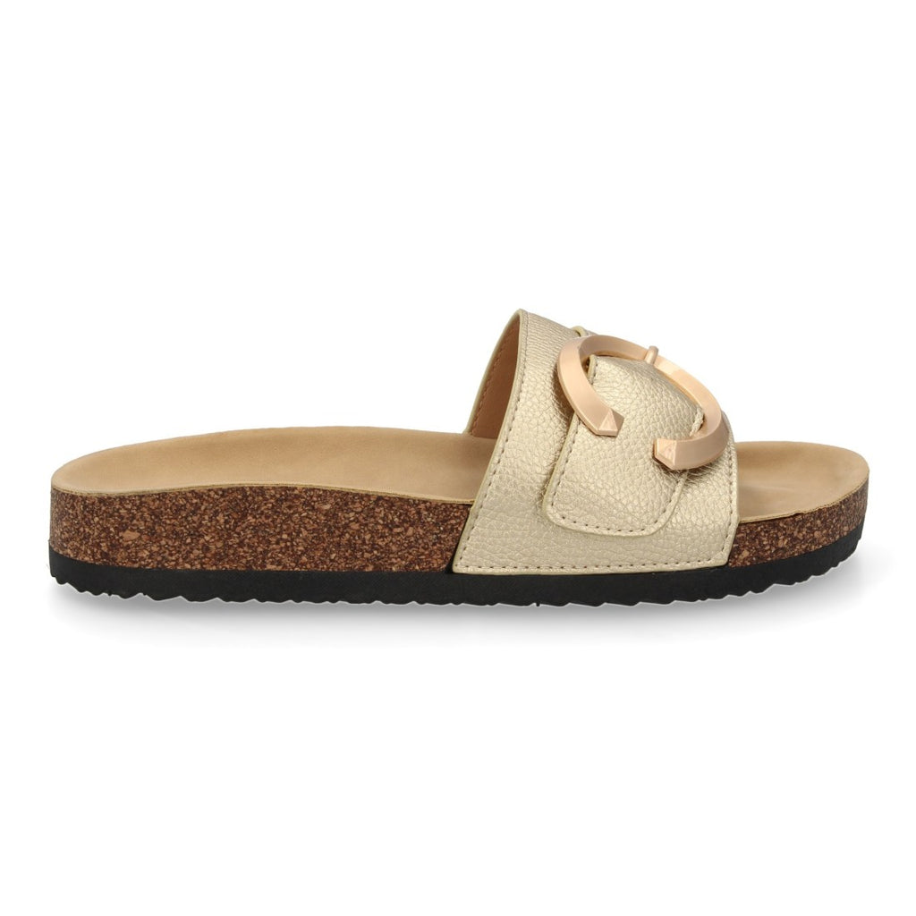 Sandalias Doradas Mujer Planas Bio Cómodas Elegantes