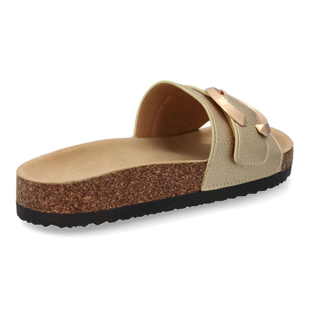 Sandalias Doradas Mujer Planas Bio Cómodas Elegantes