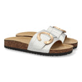 Sandalias Plateadas Mujer Planas Bio Cómodas Elegantes