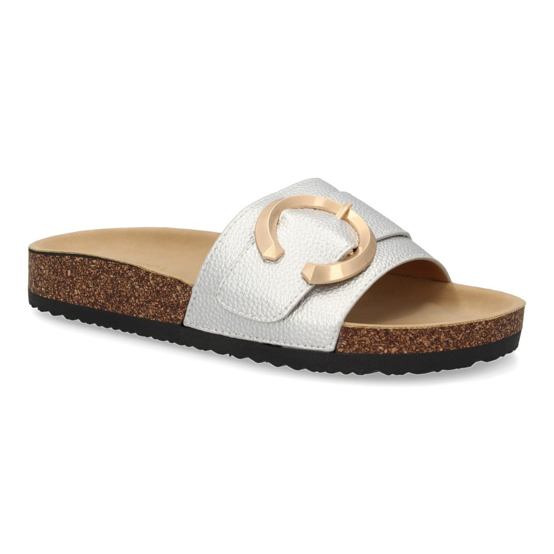 Sandalias Plateadas Mujer Planas Bio Cómodas Elegantes