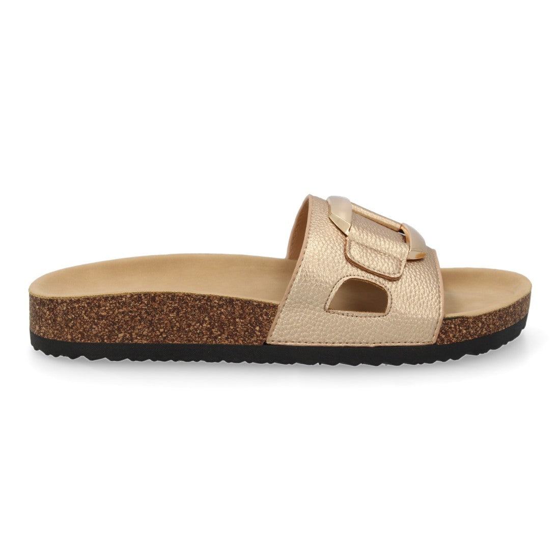 Sandalias Champán Mujer Planas Bio Cómodas Elegantes