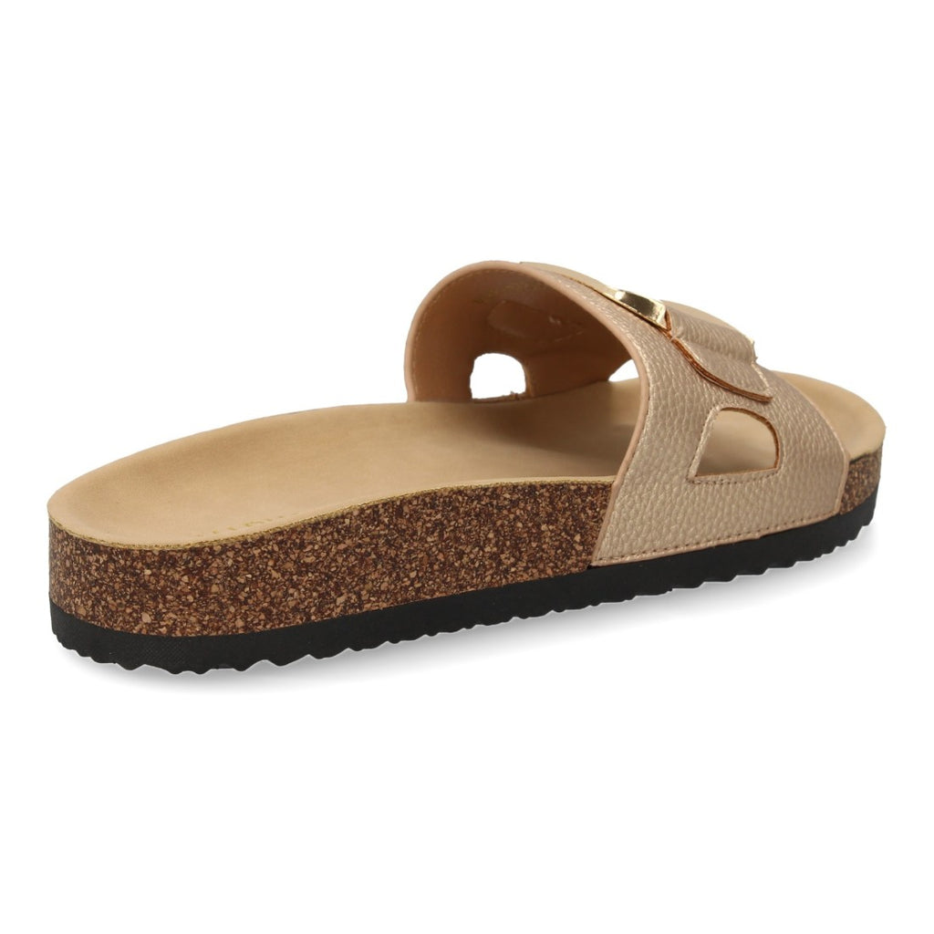 Sandalias Champán Mujer Planas Bio Cómodas Elegantes