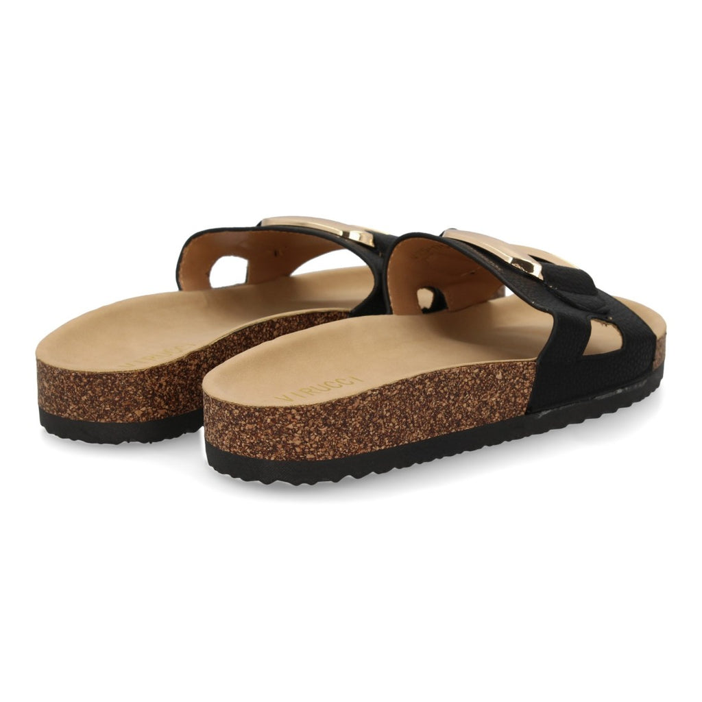 Sandalias Negras Mujer Planas Bio Cómodas Elegantes