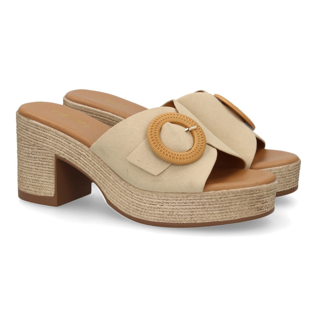 Zuecos Beige Mujer Tacón Cómodos Elegantes