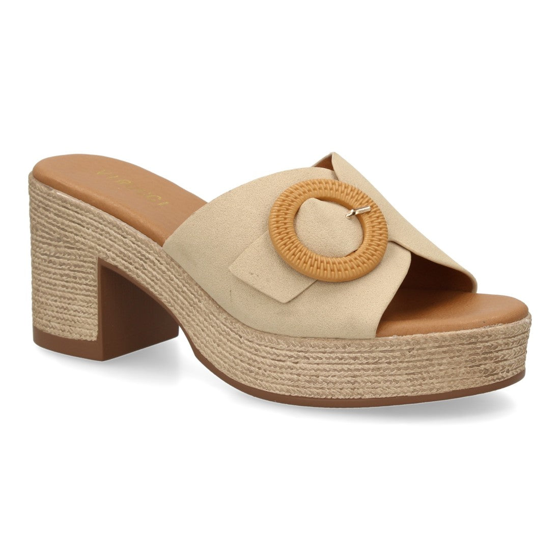 Zuecos Beige Mujer Tacón Cómodos Elegantes