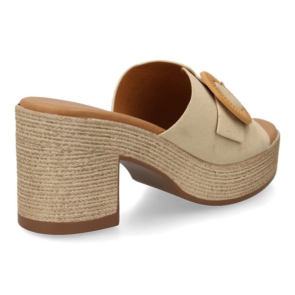 Zuecos Beige Mujer Tacón Cómodos Elegantes