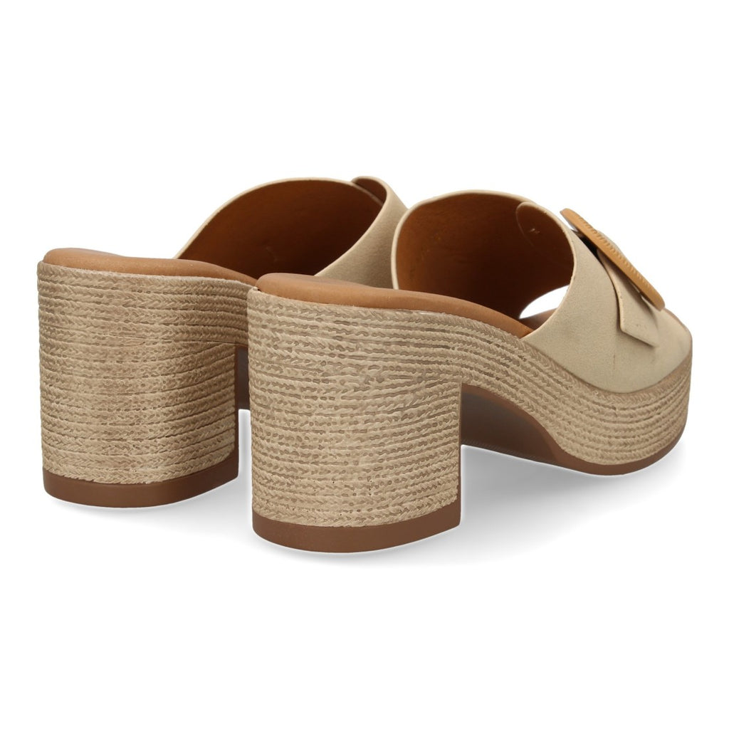 Zuecos Beige Mujer Tacón Cómodos Elegantes