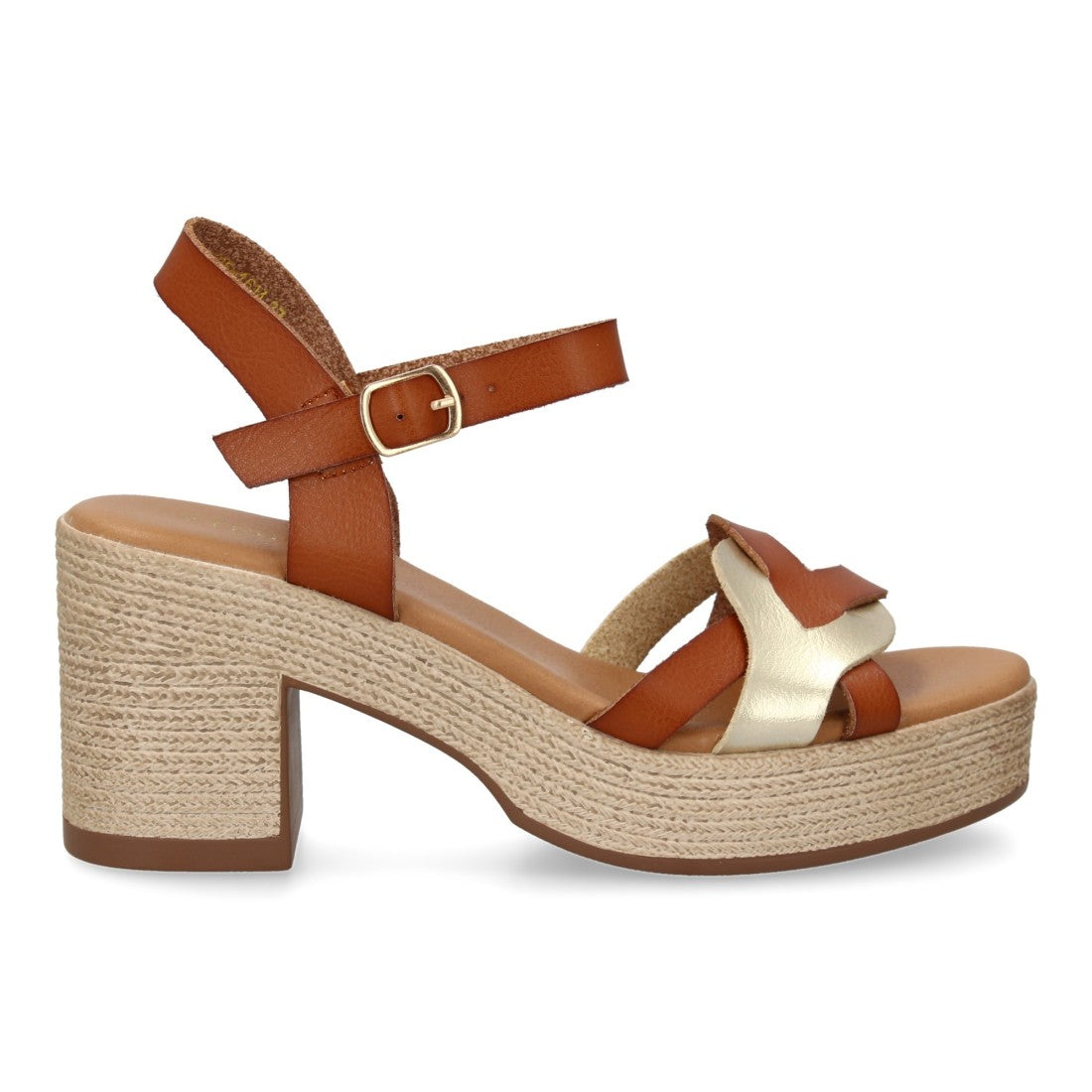 Sandalias Camel Mujer Tacón Tiras Cruzadas Cómodas Elegantes