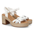 Sandalias Blancas Mujer Tacón Tiras Cruzadas Cómodas Elegantes