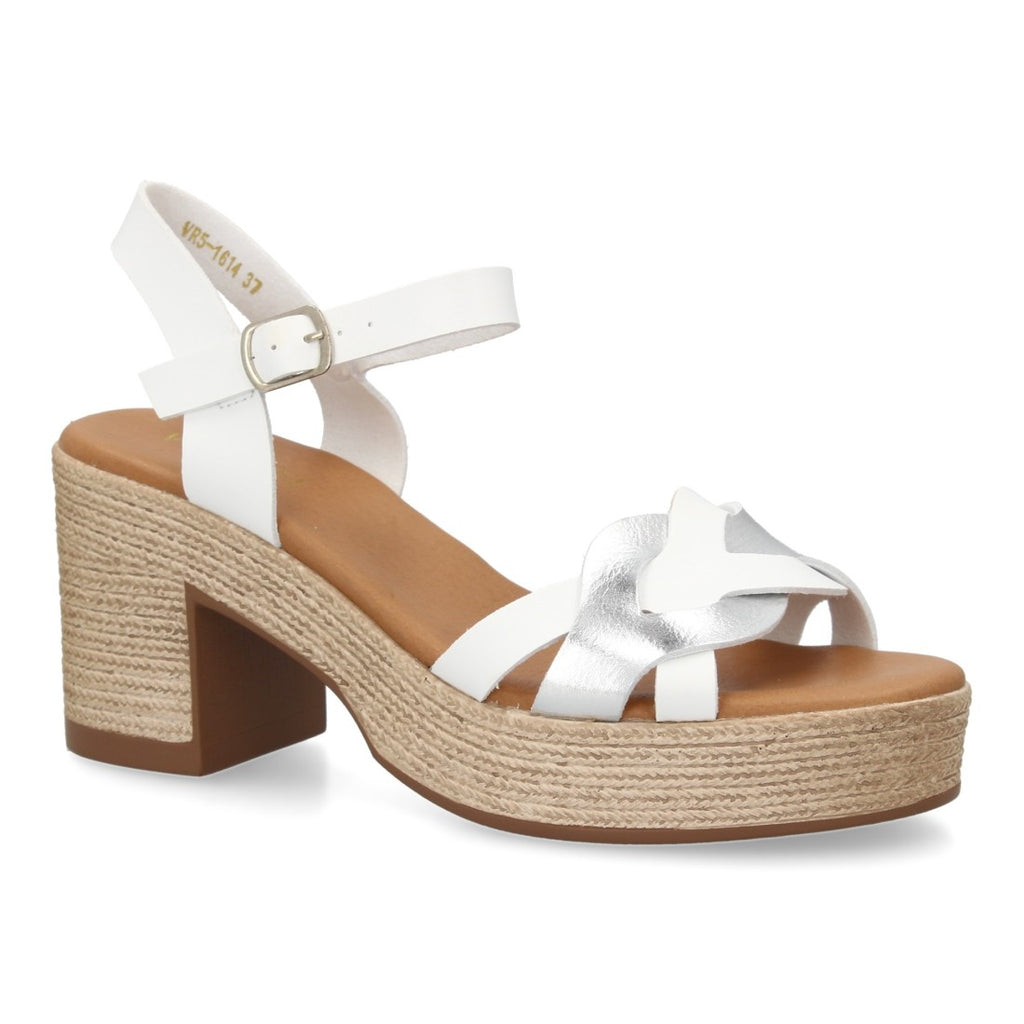 Sandalias Blancas Mujer Tacón Tiras Cruzadas Cómodas Elegantes