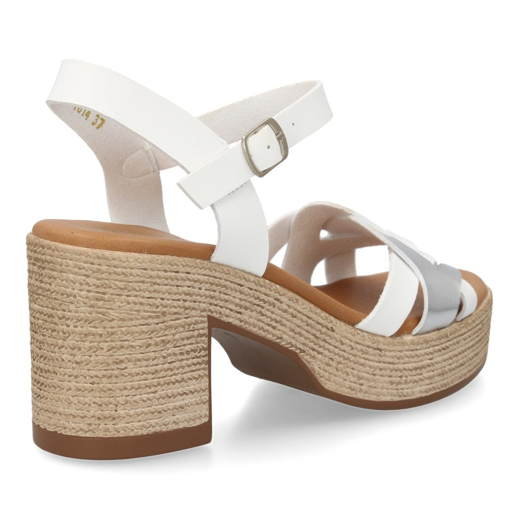 Sandalias Blancas Mujer Tacón Tiras Cruzadas Cómodas Elegantes