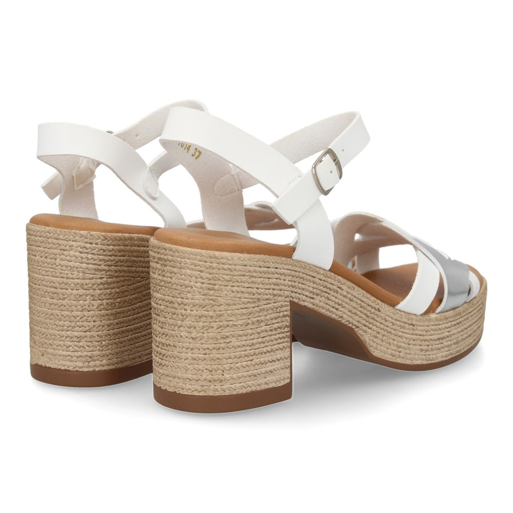 Sandalias Blancas Mujer Tacón Tiras Cruzadas Cómodas Elegantes