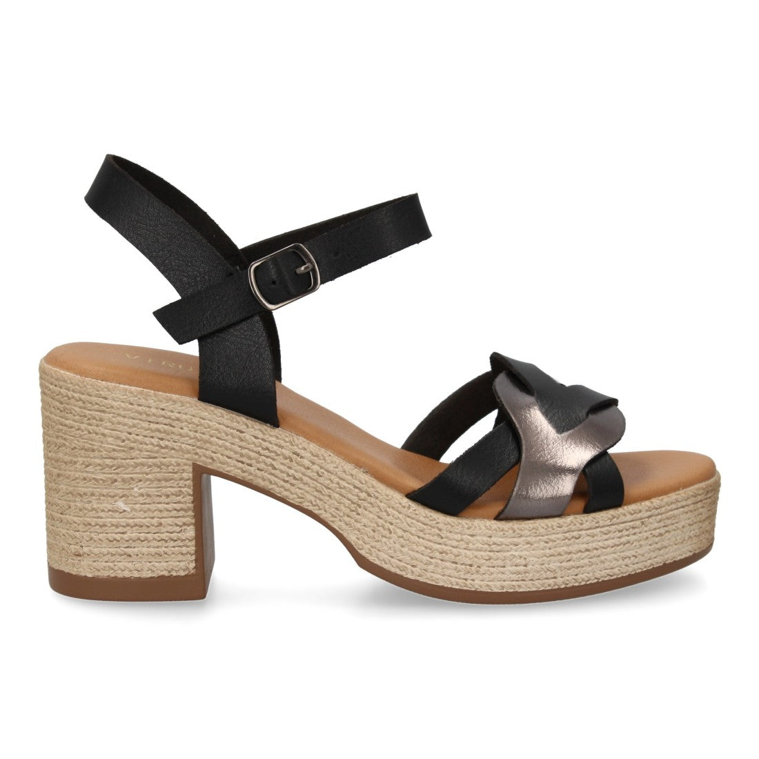 Sandalias Negras Mujer Tacón Tiras Cruzadas Cómodas Elegantes