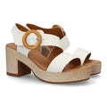Sandalias Blancas Mujer Tacón Tiras Cruzadas Cómodas Elegantes