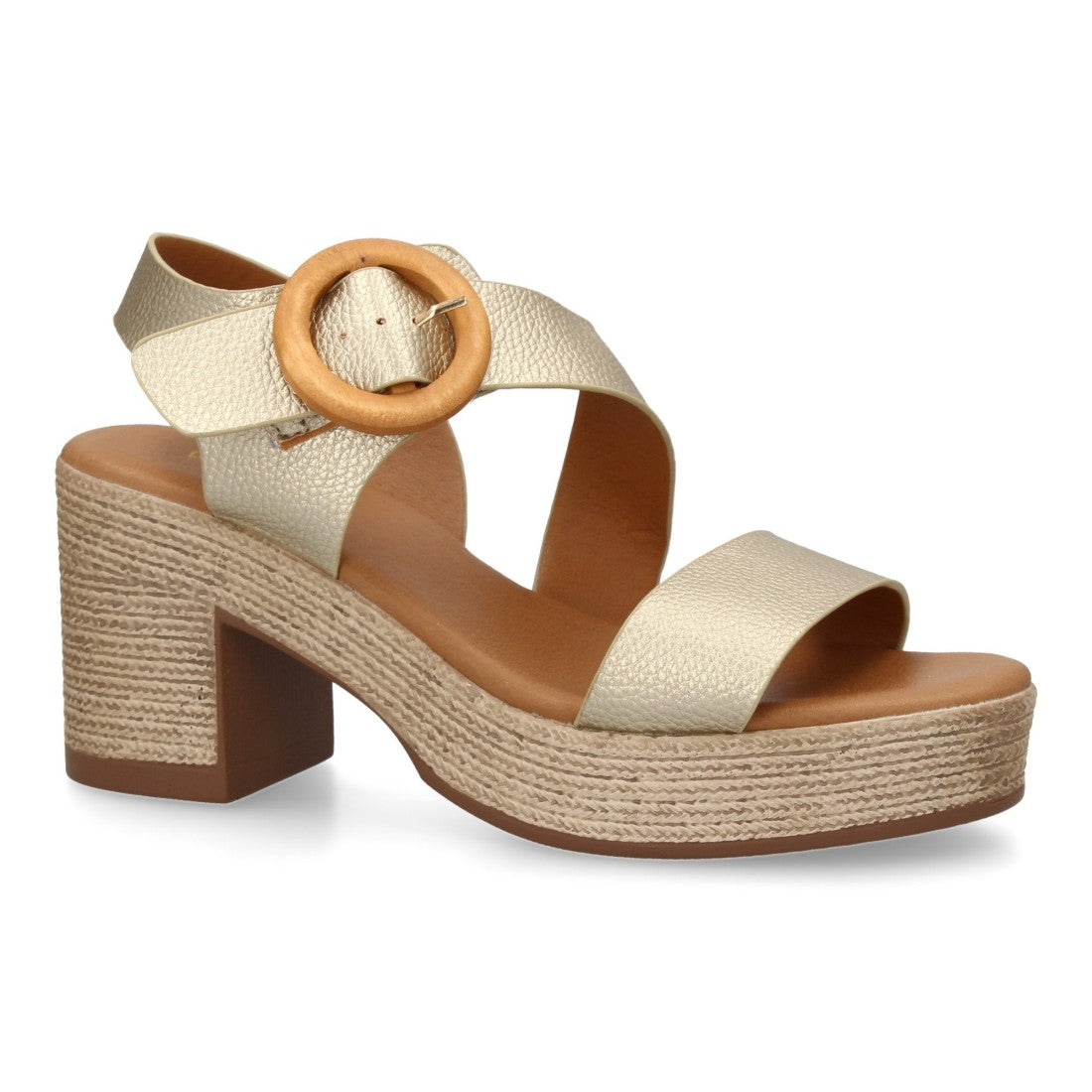 Sandalias Doradas Mujer Tacón Tiras Cruzadas Cómodas Elegantes
