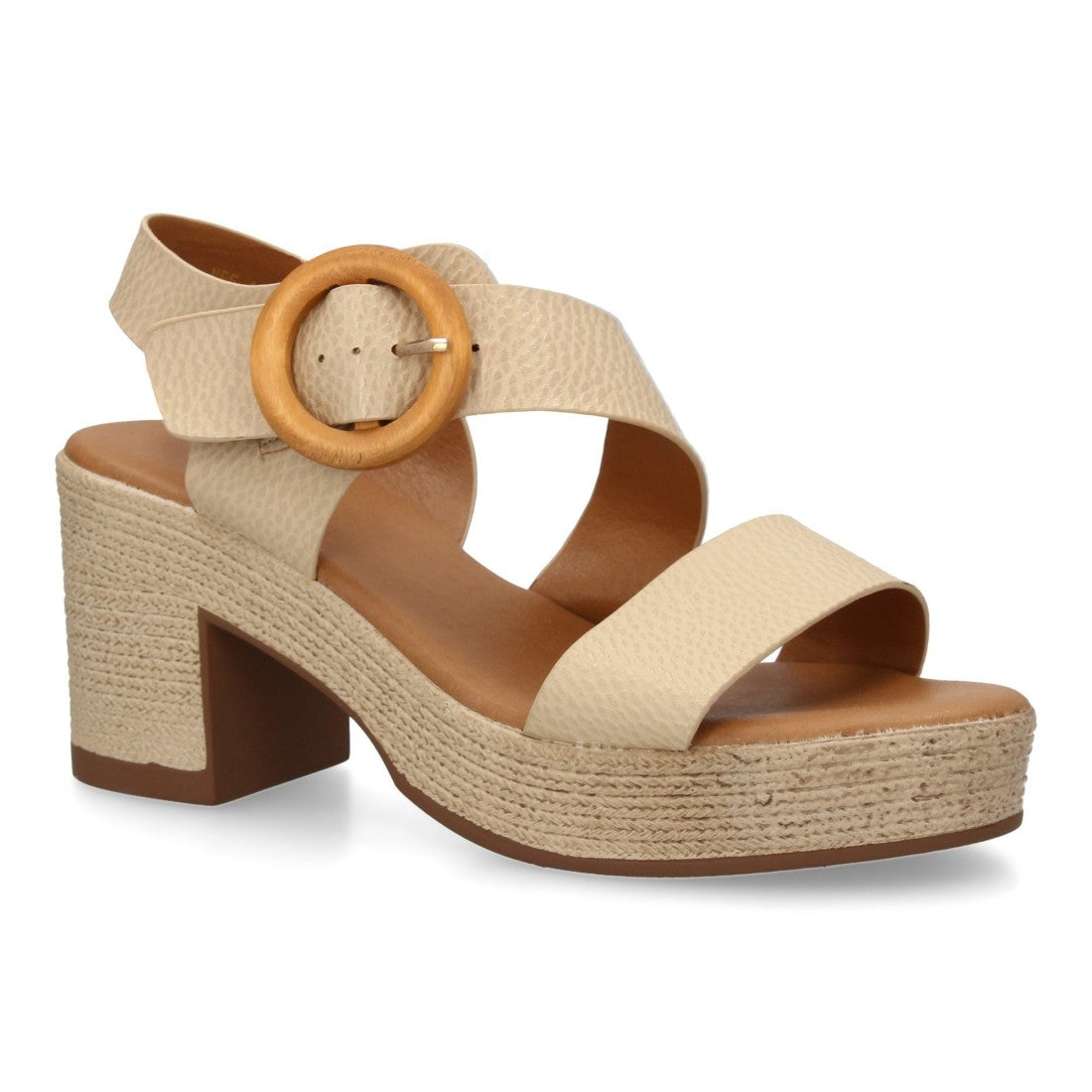 Sandalias Beige Mujer Tacón Tiras Cruzadas Cómodas Elegantes