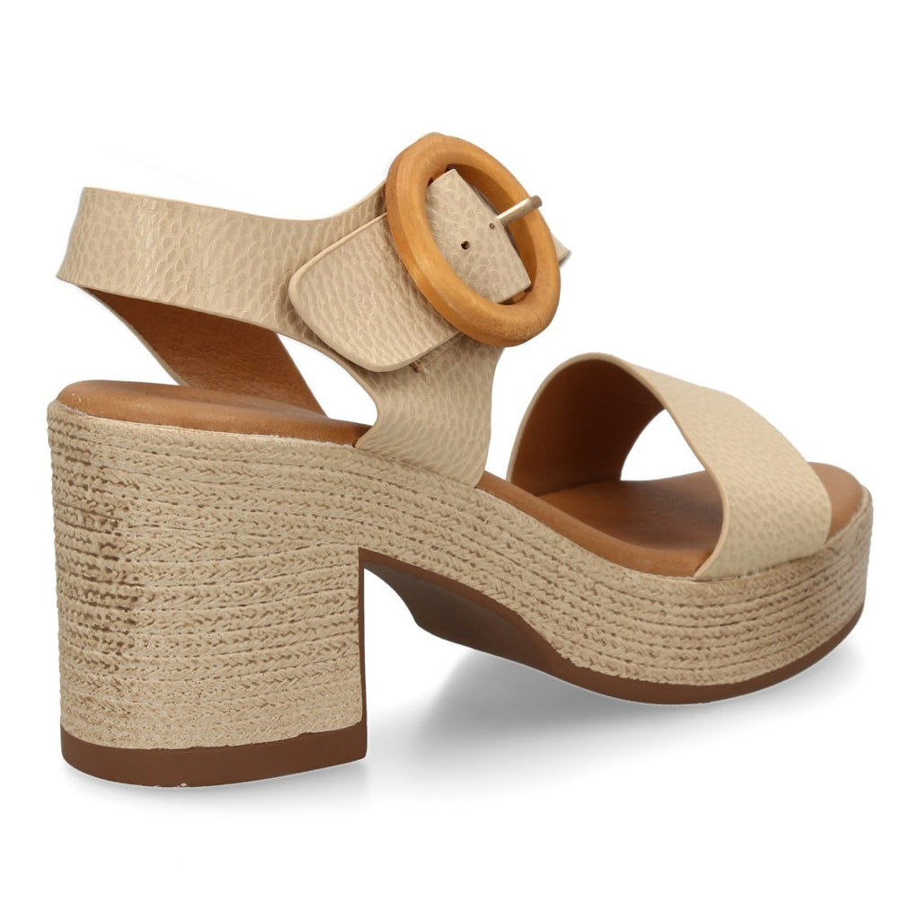 Sandalias Beige Mujer Tacón Tiras Cruzadas Cómodas Elegantes