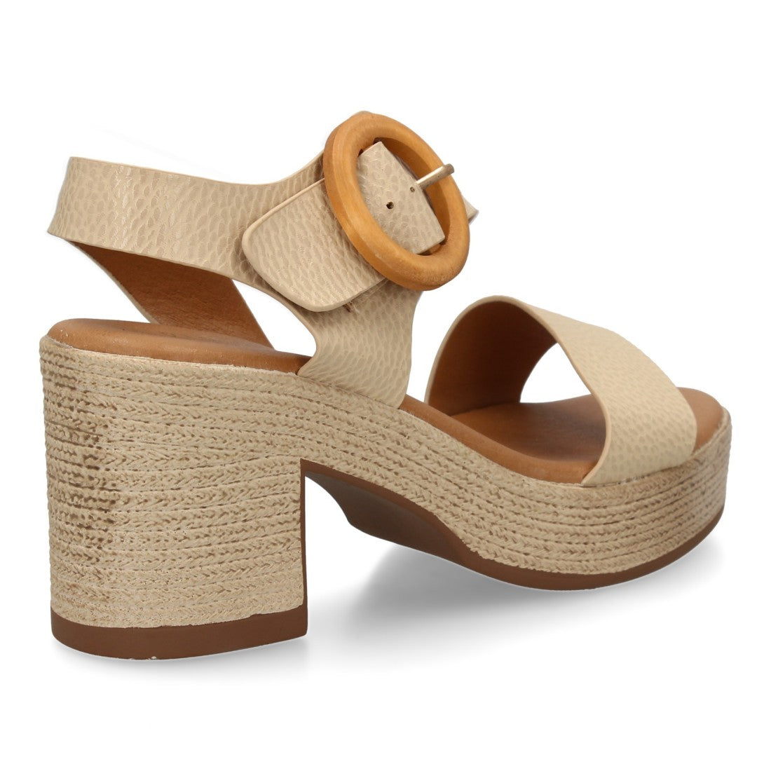 Sandalias Beige Mujer Tacón Tiras Cruzadas Cómodas Elegantes