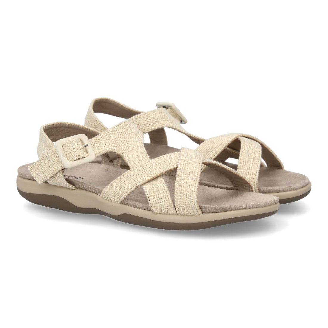 Sandalias Beige Mujer Planas Tiras Cruzadas Cómodas