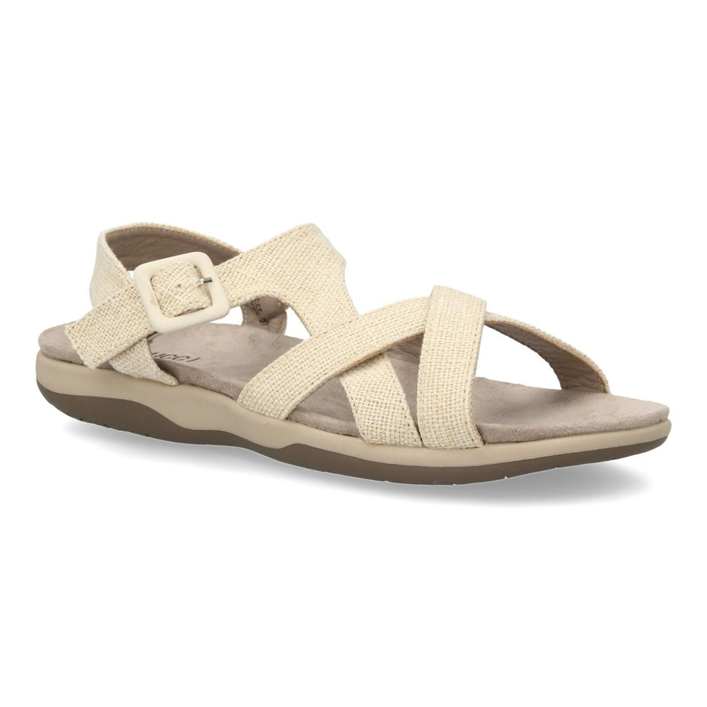 Sandalias Beige Mujer Planas Tiras Cruzadas Cómodas