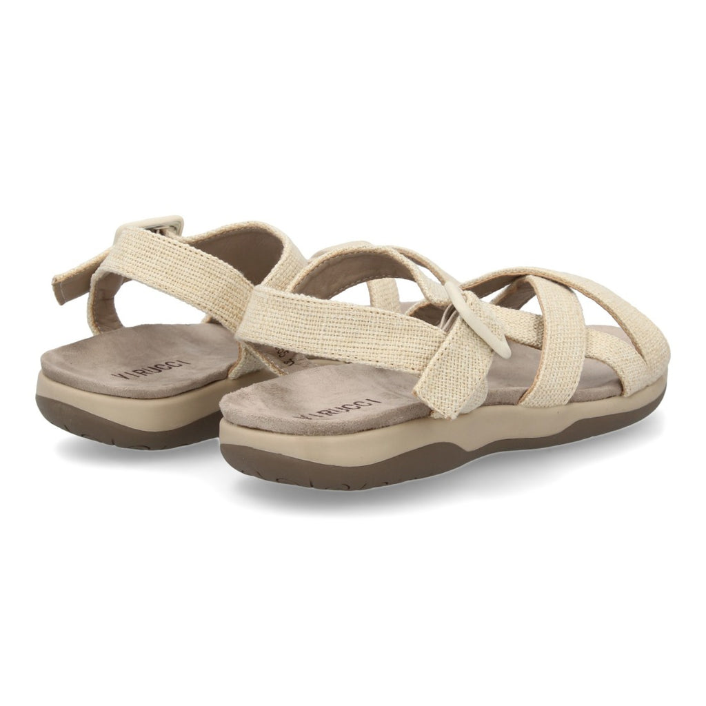 Sandalias Beige Mujer Planas Tiras Cruzadas Cómodas