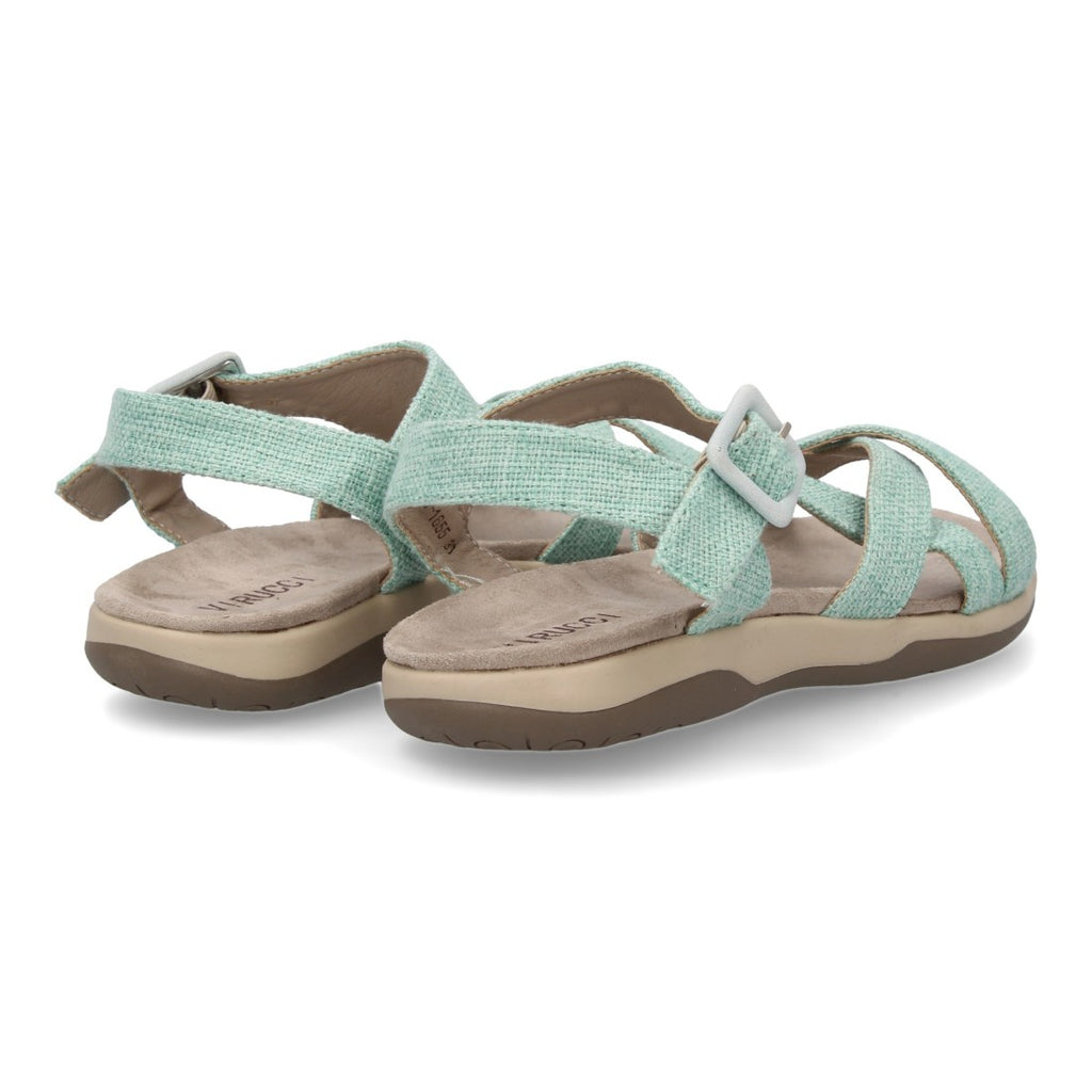 Sandalias Azules Mujer Planas Tiras Cruzadas Cómodas