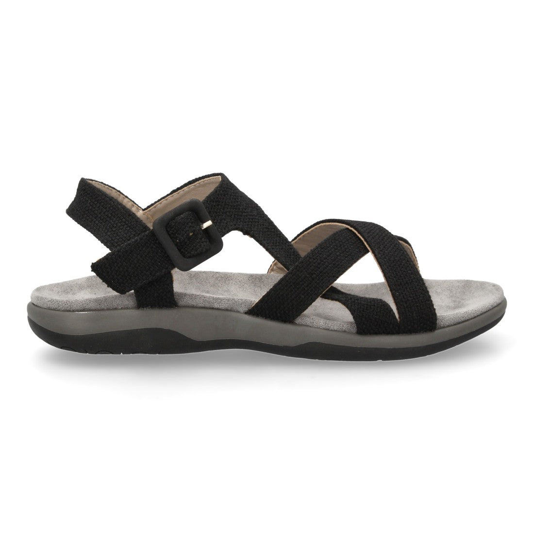 Sandalias Negras Mujer Planas Tiras Cruzadas Cómodas