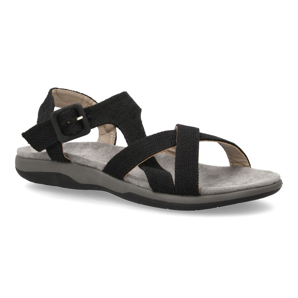 Sandalias Negras Mujer Planas Tiras Cruzadas Cómodas