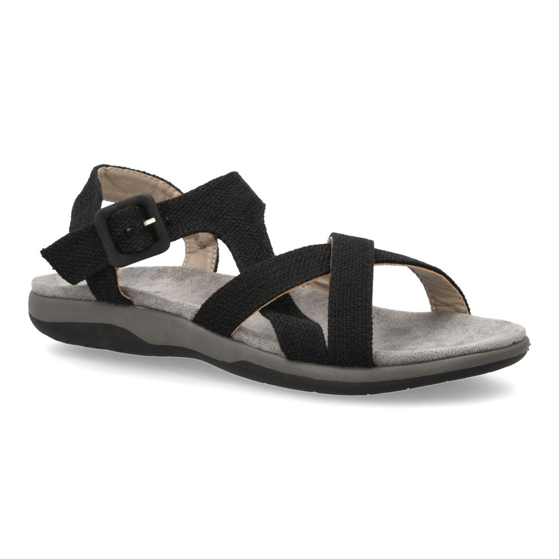 Sandalias Negras Mujer Planas Tiras Cruzadas Cómodas